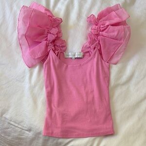 Pink Ruffle Sleeve top